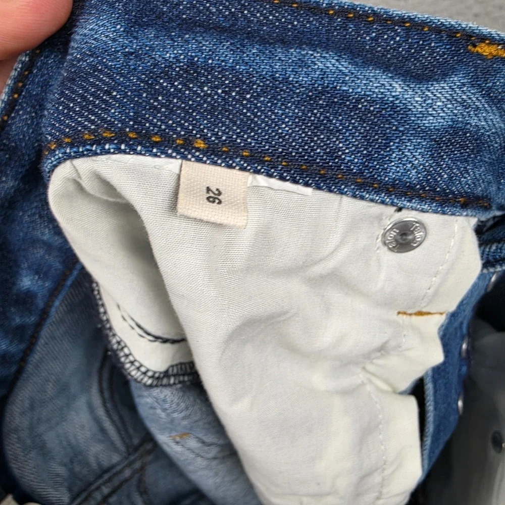Tory Burch Jeans Womens Size 26 Medium Wash Straight Selvedge Button Fly Mom Fit